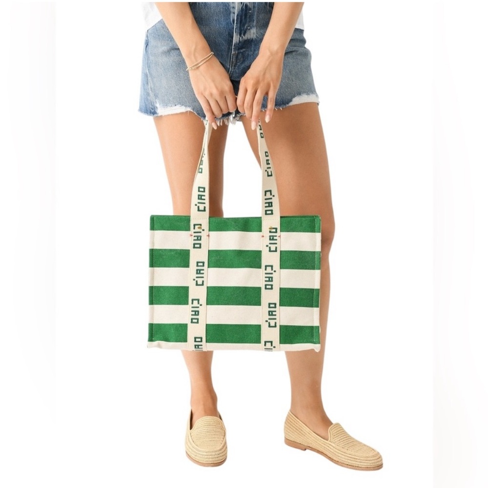 Clare V Noemi Striped Canvas Tote